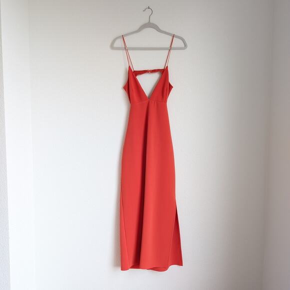 Bec + Bridge Ella Flame Orange Cutout Slit Midi Sleeveless Dress, size 10 - Picture 2 of 14